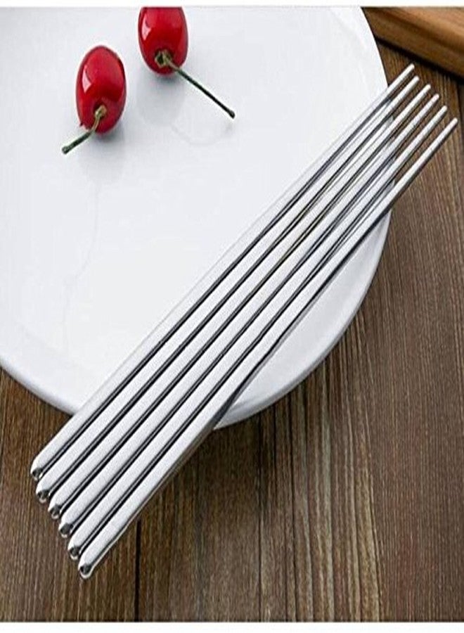 Iktu Stainless Steel Chopsticks Food Grade Healthy Reusable Chopstick Set (5 Pair) (Plain) - Image 5